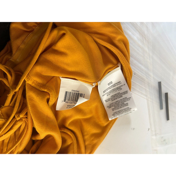 BCBGMAXAZRIA Orange Simone Flame Drape Open Criss Cross Tie Back Summer Top XS - Picture 6 of 11